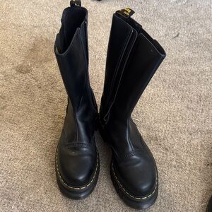 Dr. Martens Black Chelsea Boots with Zipper, large Lug Sole